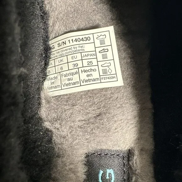 Ugg Tazz Maxi Tasman Slippers Women's 8 Black & Blue Shearling Platform Fleece - Picture 12 of 16